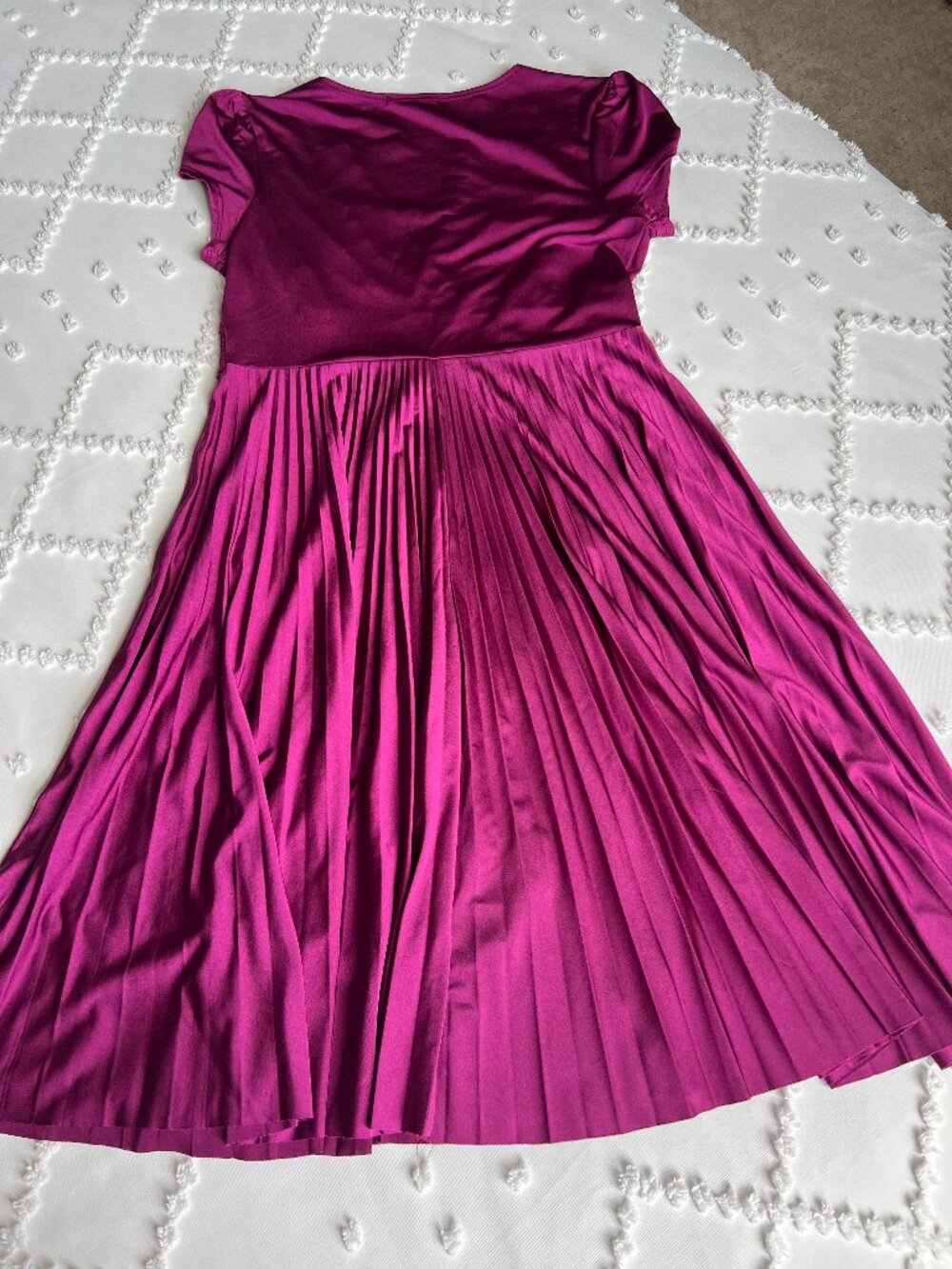 Y2K Soprano Magenta Accordion Pleat Retro Fit & Flare Dress SIZE LARGE - Picture 10 of 14